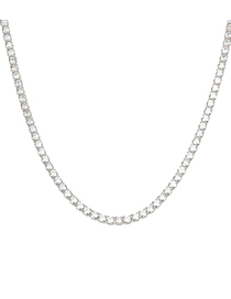 Fashion White Gold Color Zircon Chain Bronze Diamond Drip Oil Mama Square Necklace