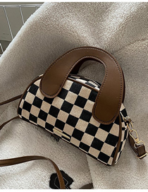 Fashion Brown Canvas Checkerboard Crossbody Bag