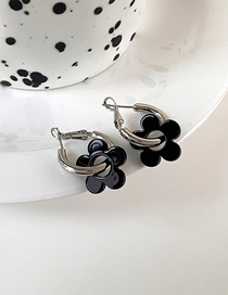 Fashion Black Acetate Flower Earrings