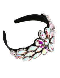 Fashion Black Fabric Alloy Diamond-studded Water Drop Flower Headband
