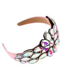 Fashion Pink Fabric Alloy Diamond-studded Water Drop Flower Headband
