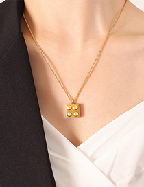 Fashion Gold Titanium Steel Gold Plated Rubik's Cube Twist Necklace