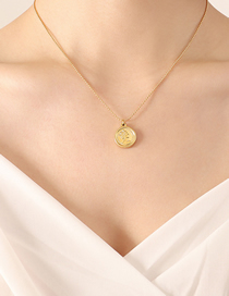 Fashion Gold Portrait Necklace-40+5cm Titanium Steel Gold Plated Figure Necklace