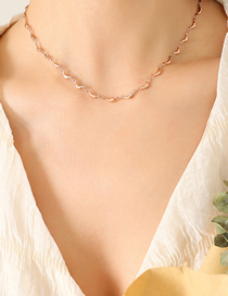 Fashion X507-rose Necklace-40+5cm Titanium Steel Gold Plated Geometric Necklace