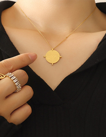 Fashion Gold Titanium Steel Totem Medal Necklace