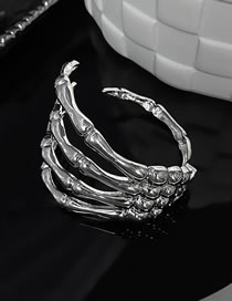 Fashion Silver Color Alloy Geometric Skull Hand Open Bracelet