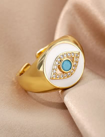Fashion White Copper Gold Plated Oil Drop Eye Open Ring