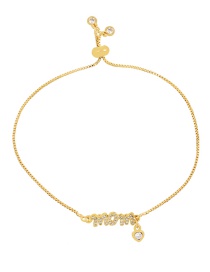 Fashion Gold-3 Brass Inlaid Zirconium Letter Bracelet