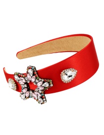 Fashion Red Fabric Alloy Diamond Pentagram Headband