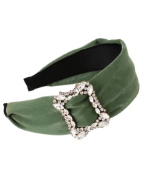 Fashion Dark Green Pu Alloy Rhinestone Square Headband
