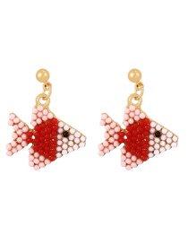 Fashion Color Alloy Rice Bead Small Fish Stud Earrings