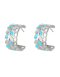Fashion Silver Titanium Cutout Leaf Earrings