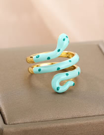 Fashion 7# Copper Drip Oil Snake Open Ring