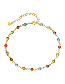 Fashion Color Copper Gold Plated Geometric Colorful Zirconium Anklet