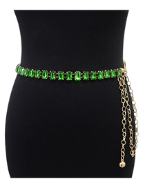 Fashion Green Alloy Diamond Geometric Chain Waist Chain
