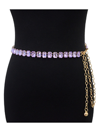Fashion Purple Alloy Diamond Geometric Chain Waist Chain