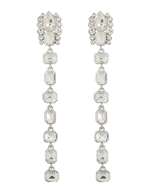 Fashion Silver Color Alloy Geometric Diamond Earrings