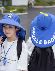 Fashion Bamboo Dragonfly Sapphire Blue Children's Bamboo Dragonfly Cartoon Big Brim Shawl Fisherman Hat