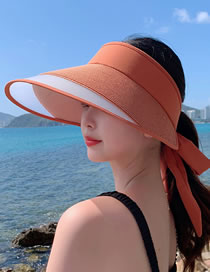 Fashion Caramel Polyester Large Brim Lace-up Hat
