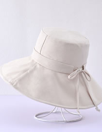 Fashion Beige Cotton Big Brim Tie Bucket Hat