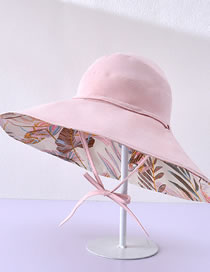 Fashion Pink Cotton Print Big Brim Tie Bucket Hat