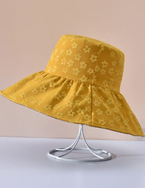 Fashion Turmeric Polyester Big Brim Jacquard Bucket Hat