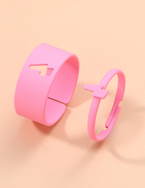 Fashion Pink Metallic Lacquer Lightning Open Ring Set