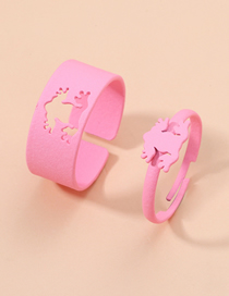 Fashion Pink Metal Lacquer Frog Open Ring Set