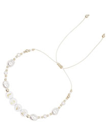 Fashion Qt-b210122a Alloy Alphabet Beads Beads Pearl Beaded Bracelet