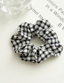 Fashion Mig Black And White Fabric Check Pleated Hair Tie