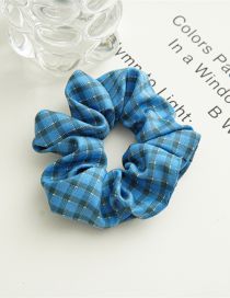 Fashion Mig Blue Fabric Check Pleated Hair Tie