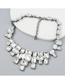 Fashion Silver Color Alloy Geometric Diamond Necklace