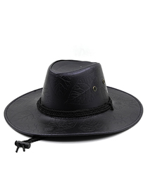 Fashion Black Maple Leaf Print Denim Hat