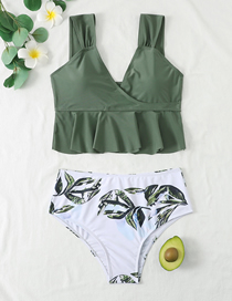 Fashion Bean Green Nylon Print Swimsuit