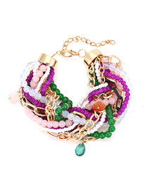 Fashion Mixed Color Pearl Glass Beads Multilayer Wrap Bracelet
