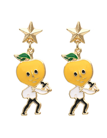 Fashion Mixed Color Alloy Lemon Cartoon Character Earrings