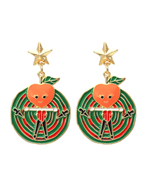 Fashion Mixed Color Alloy Dripping Oil Fruit Cartoon Character Earrings