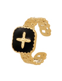Fashion Gold-3 Titanium Drip Cross Ring