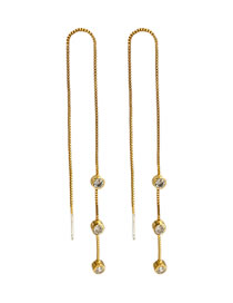 Fashion Gold Color Bronze Zirconium Geometric Drop Earrings