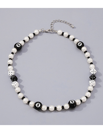 Fashion Black And White Resin Billiard Pearl Beaded Necklace
