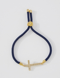Fashion Dark Blue Bronze Zirconium Cross Bracelet