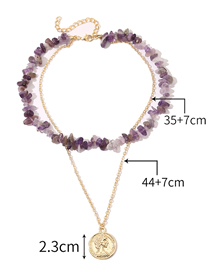 Fashion 11# Geometric Gravel Pearl Beaded Portrait Medal Multilayer Necklace