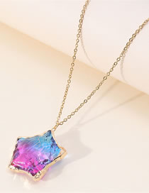 Fashion Blue-violet Geometric Pentagram Crystal Necklace