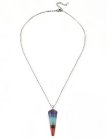 Fashion Color Colorful Tapered Hexagon Pillar Necklace