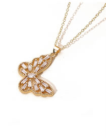 Fashion Gold Zirconium Butterfly Necklace In Gold Plated Copper