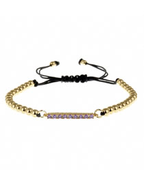 Fashion Cb0316ys Gold Black Rope Brass Inlaid Zirconium Long Beaded Bracelet