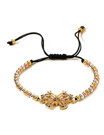 Fashion Gold Bronze Zirconium Butterfly Beaded Bracelet