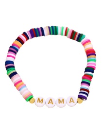 Fashion Color + White Resin Letters Mama Soft Ceramic Sheet Copper Bead Bracelet