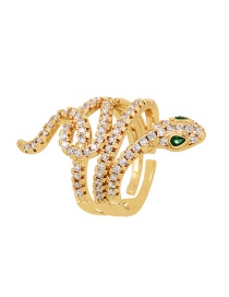 Fashion Gold Bronze Zircon Snake Ring