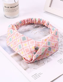 Fashion Pink Checkered Checkered Fabric Pleated Headband